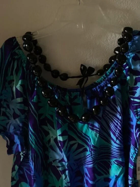 HILO HATTIE HAWAIIAN ORIGINAL ALOHA BLOUSE PEASANT FLOWER MADE IN HAWAII NWT L - Picture 3 of 9